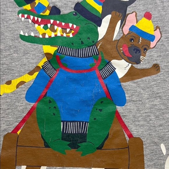 Mini Boden 9-10 Long Sleeve Tee with Festive Holiday Winter Graphic Gray Red - Picture 4 of 5